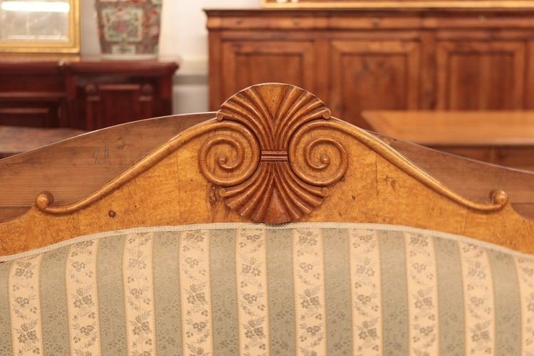 Divano russo della prima metà del 1800, stile Biedermeier, in legno di Betulla-photo-3