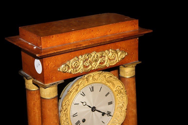 Bellissimo orologio francese della seconda metà del 1800, stile Impero, in legno di olmo -photo-2