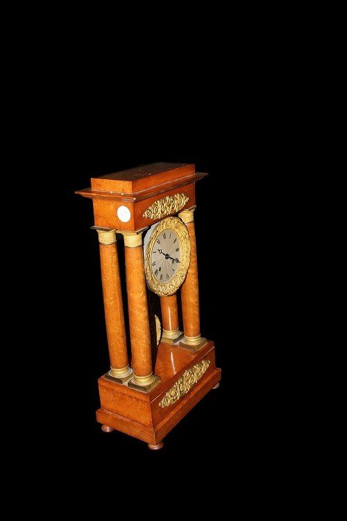 Bellissimo orologio francese della seconda metà del 1800, stile Impero, in legno di olmo -photo-1