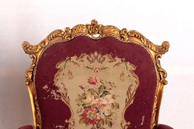 Coppia di poltrone Luigi XV dorate con intagli-photo-2