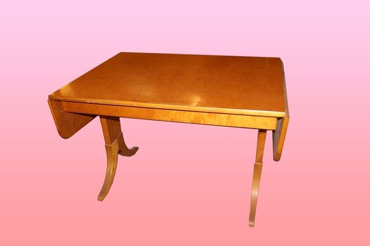 Tavolino Svedese della seconda metà del 1800, stile Regency, in legno di betulla-photo-2