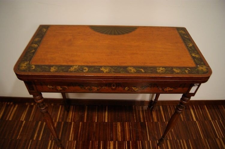 Tavolino da gioco inglese della prima metà del 1800 stile Sheraton-photo-2