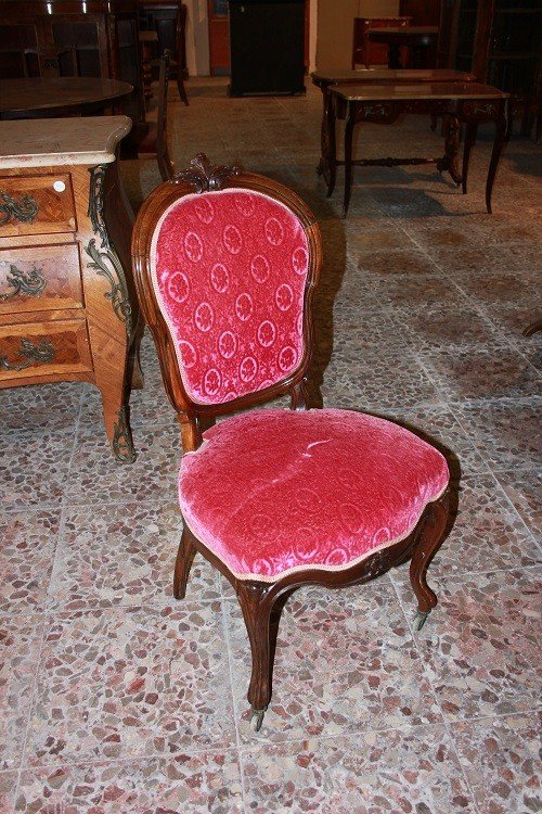 Gruppo di 4 sedie francesi della seconda metà del 1800, stile Luigi Filippo, in palissandro -photo-2