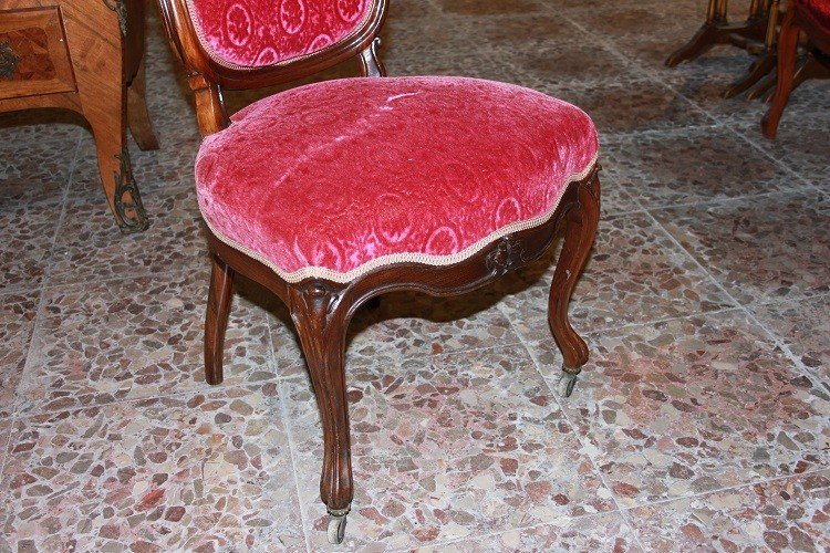 Gruppo di 4 sedie francesi della seconda metà del 1800, stile Luigi Filippo, in palissandro -photo-1