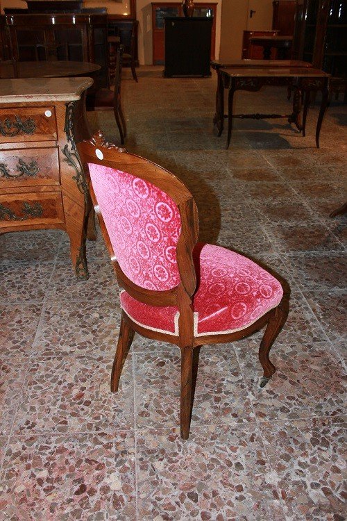Gruppo di 4 sedie francesi della seconda metà del 1800, stile Luigi Filippo, in palissandro -photo-4