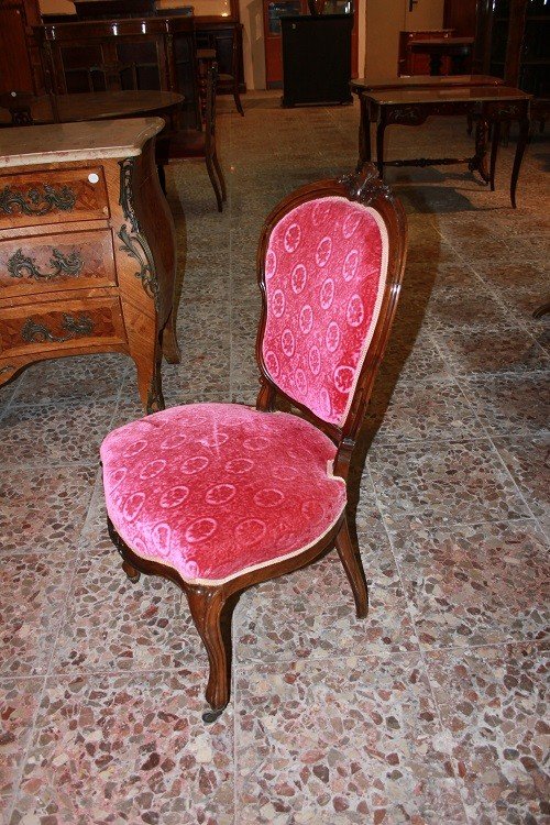 Gruppo di 4 sedie francesi della seconda metà del 1800, stile Luigi Filippo, in palissandro -photo-5