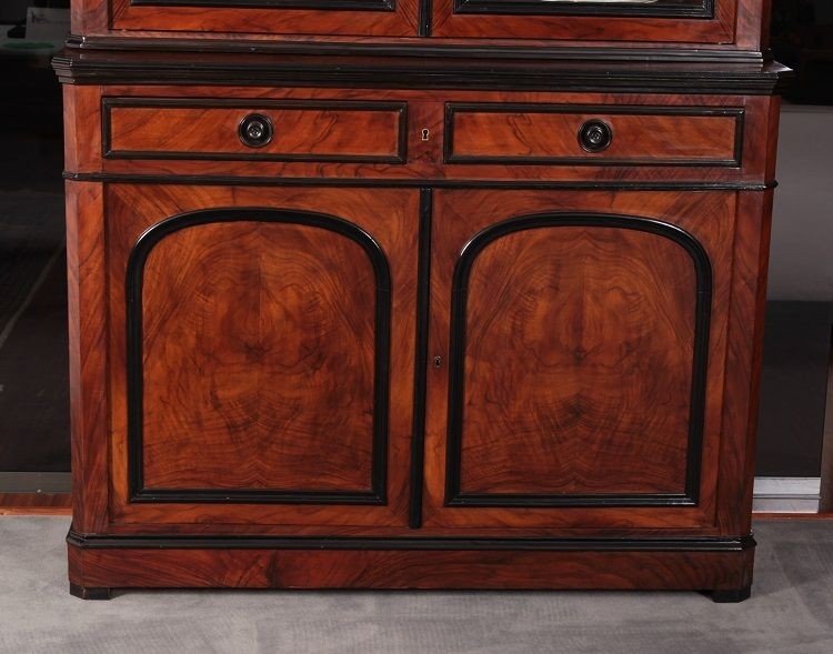 Grande credenza vetrina doppio corpo, francese della prima metà del 1800, stile Luigi Filippo -photo-3