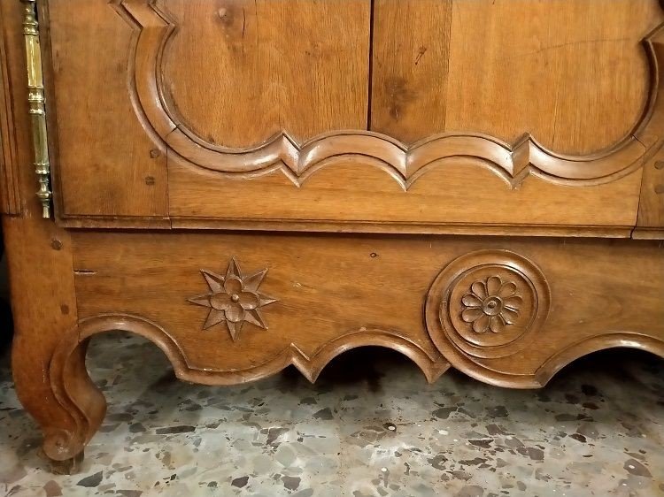 Grande credenza, piattaia, doppio corpo francese di metà 1800 stile Provenzale in rovere-photo-1