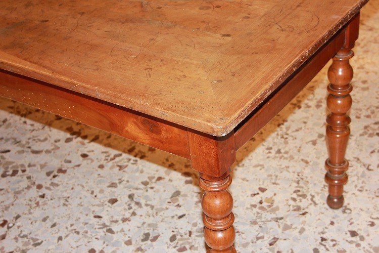 Tavolo rustico francese stile 600, di metà 1800, in legno di ciliegio-photo-3