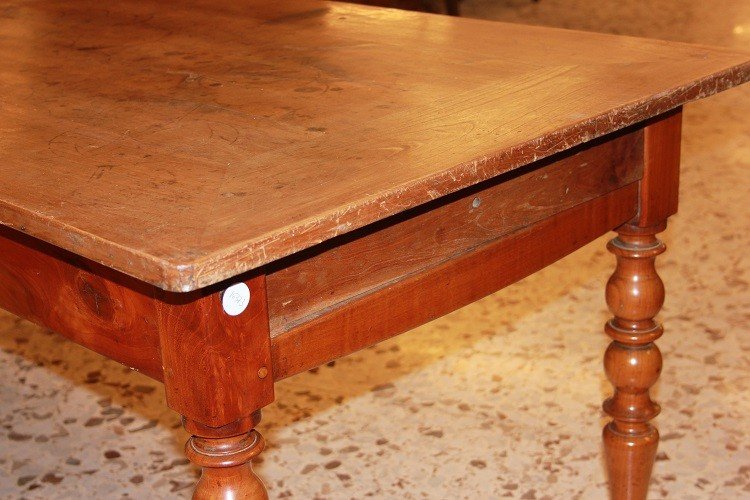 Tavolo rustico francese stile 600, di metà 1800, in legno di ciliegio-photo-4