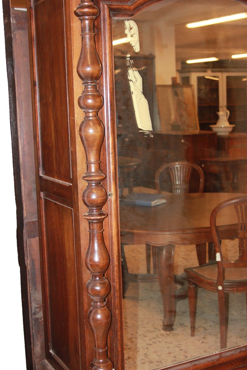 Armadio ad 1 porta con specchio del 1800 stile Luigi Filippo in legno di noce-photo-1