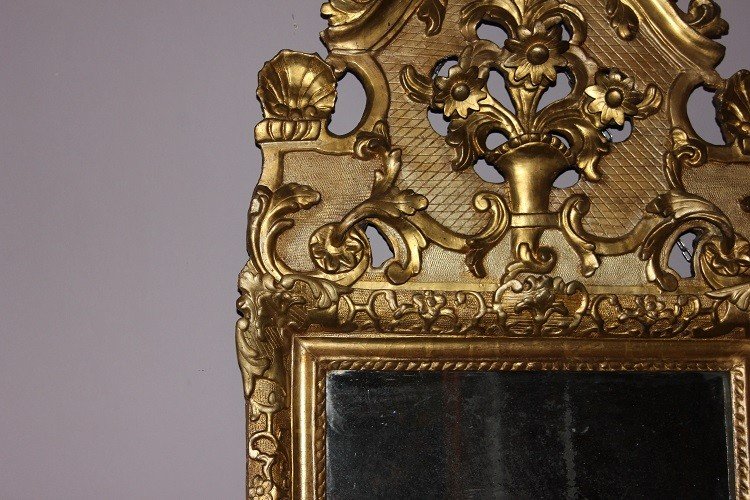 Specchiera francese della seconda metà del 1700 in legno dorato foglia oro-photo-4