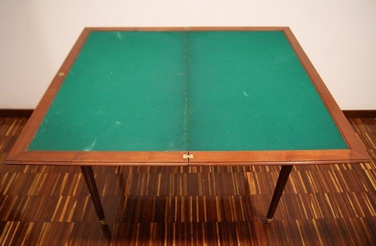 Tavolino da gioco stile Luigi XVI con bronzi dorati-photo-2