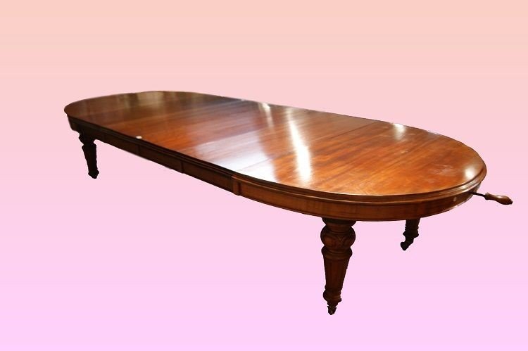 Grande tavolo ovale allungabile (375cm), inglese della seconda metà del 1800, stile Vittoriano -photo-3