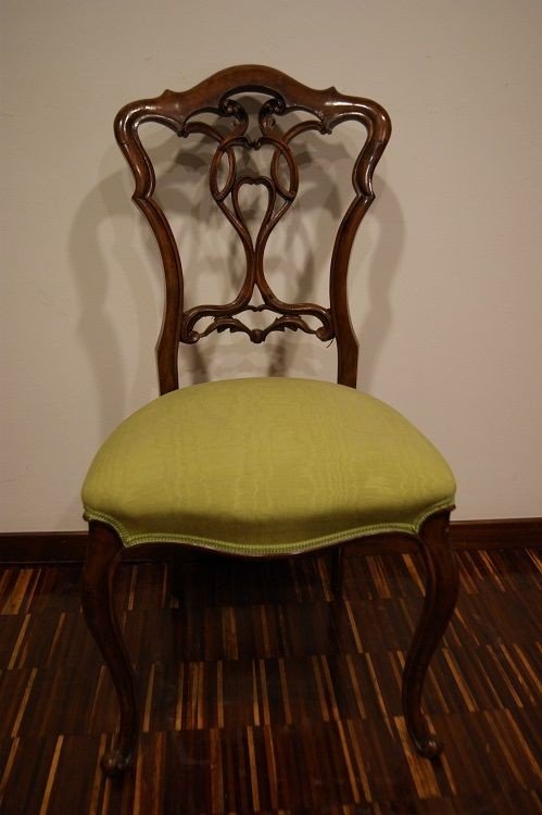 Gruppo di 4 bellissime sedie Luigi Filippo in noce-photo-3