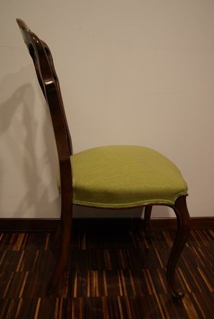 Gruppo di 4 bellissime sedie Luigi Filippo in noce-photo-4