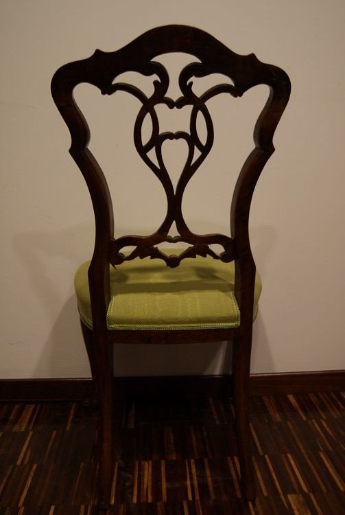 Gruppo di 4 bellissime sedie Luigi Filippo in noce-photo-1