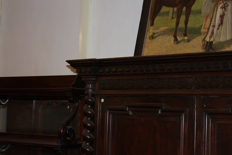 Grande credenza italiana della seconda metà del 1800, stile Rinascimento, in legno di noce-photo-2