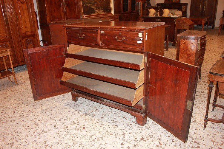 Credenza Servante inglese della prima metà del 1800, stile Regency, in legno di mogano -photo-1