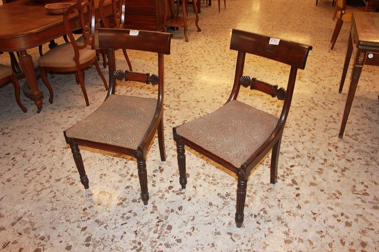 Gruppo di 4 sedie Stile Regency in legno di mogano-photo-2