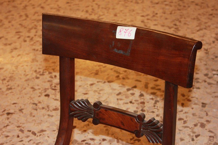 Gruppo di 4 sedie Stile Regency in legno di mogano-photo-4