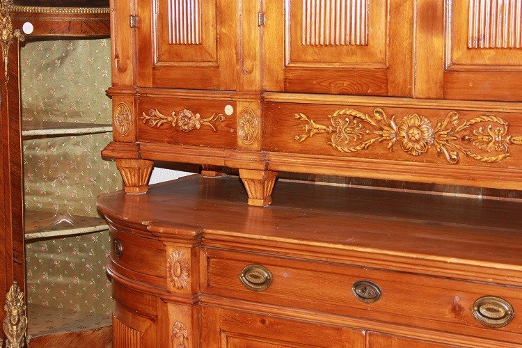 Grande credenza austriaca di fine 1700, stile Luigi XVI, in legno di cirmolo-photo-3