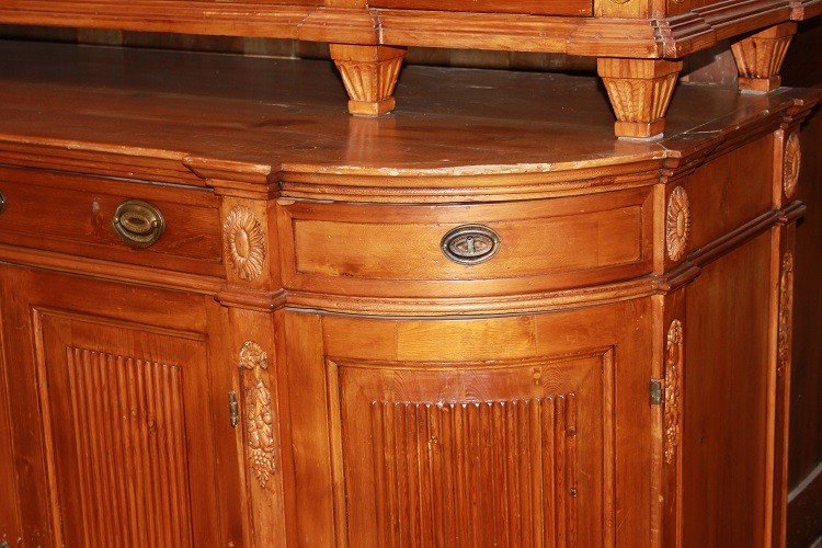 Grande credenza austriaca di fine 1700, stile Luigi XVI, in legno di cirmolo-photo-4