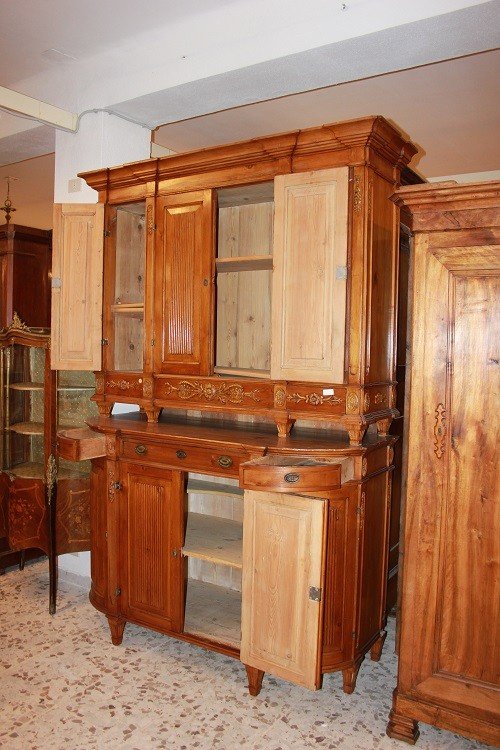 Grande credenza austriaca di fine 1700, stile Luigi XVI, in legno di cirmolo-photo-3