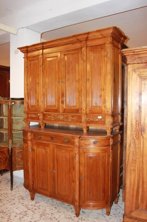 Grande credenza austriaca di fine 1700, stile Luigi XVI, in legno di cirmolo-photo-5