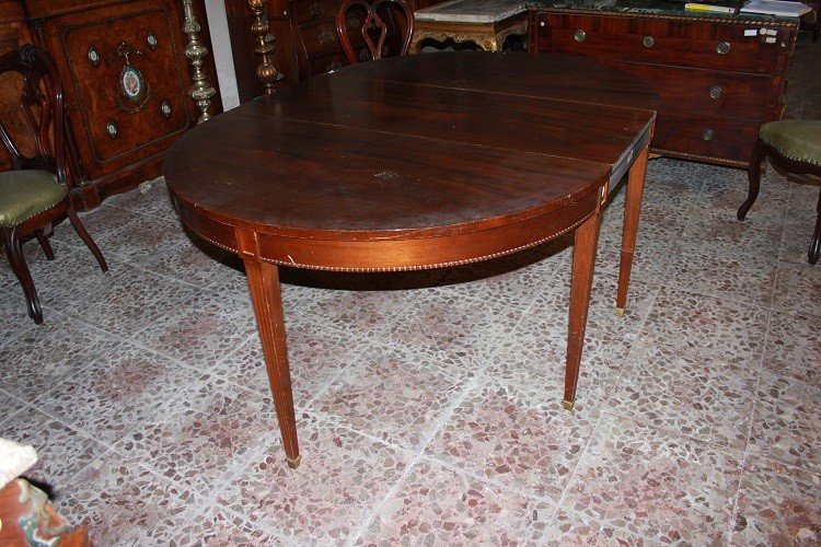 Tavolo ovale inglese stile Vittoriano in legno di mogano con 6 gambe-photo-2