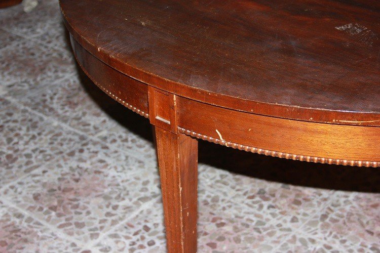 Tavolo ovale inglese stile Vittoriano in legno di mogano con 6 gambe-photo-3