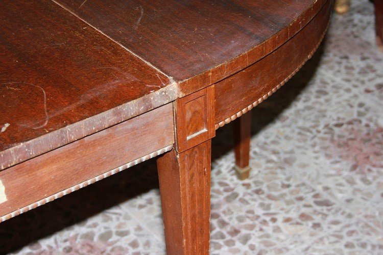 Tavolo ovale inglese stile Vittoriano in legno di mogano con 6 gambe-photo-4