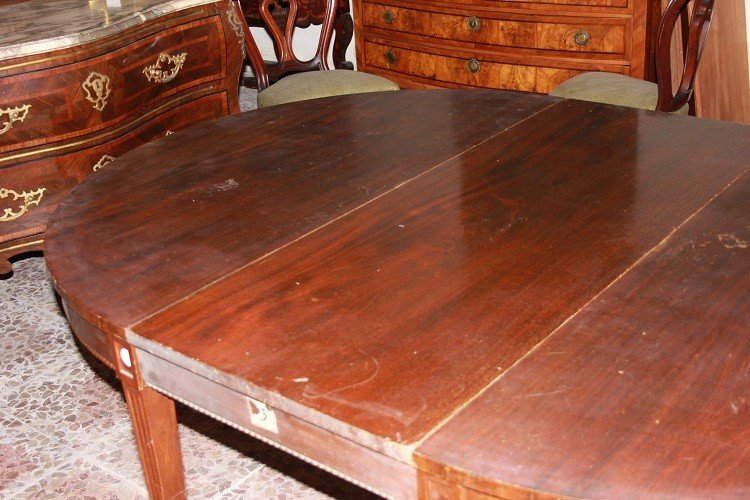 Tavolo ovale inglese stile Vittoriano in legno di mogano con 6 gambe-photo-2