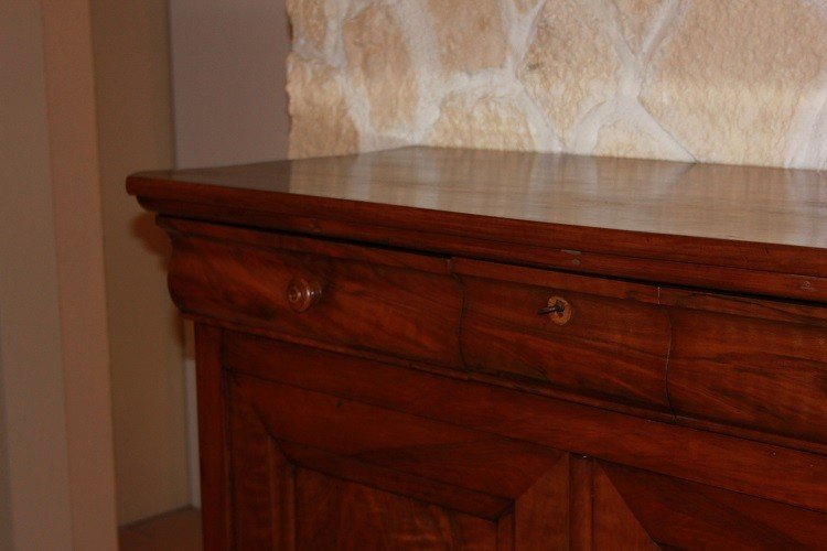 Grande credenza francese di metà 1800, stile Luigi Filippo, in legno di noce. Presenta 2 grandi-photo-3