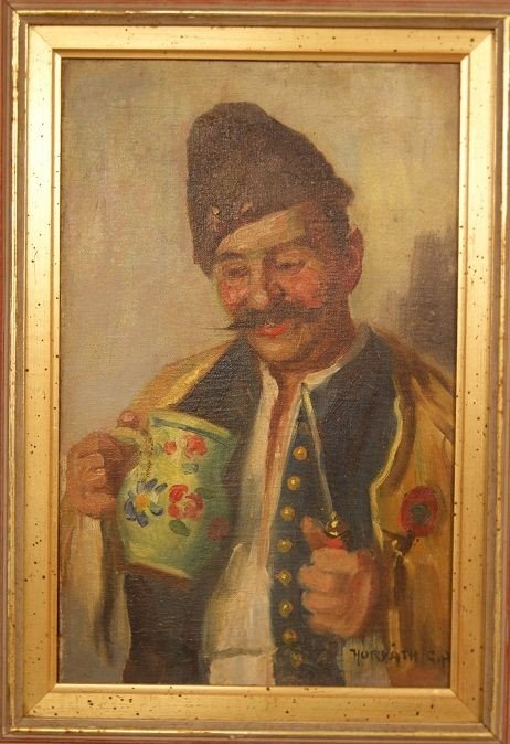 Olio su tela del pittore Ungherese Andor G. Horvath (1876-1966) di inizio 1900-photo-2