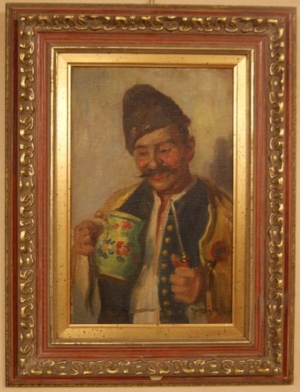 Olio su tela del pittore Ungherese Andor G. Horvath (1876-1966) di inizio 1900