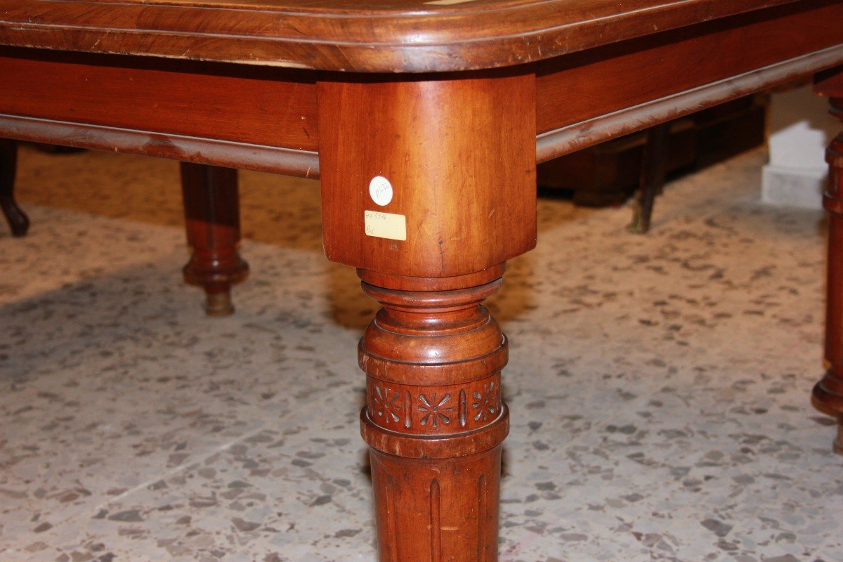 Tavolo vittoriano allungabile in legno di mogano del 1800-photo-3