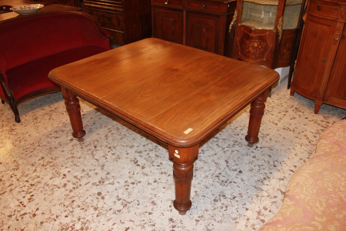 Tavolo vittoriano allungabile in legno di mogano del 1800-photo-1