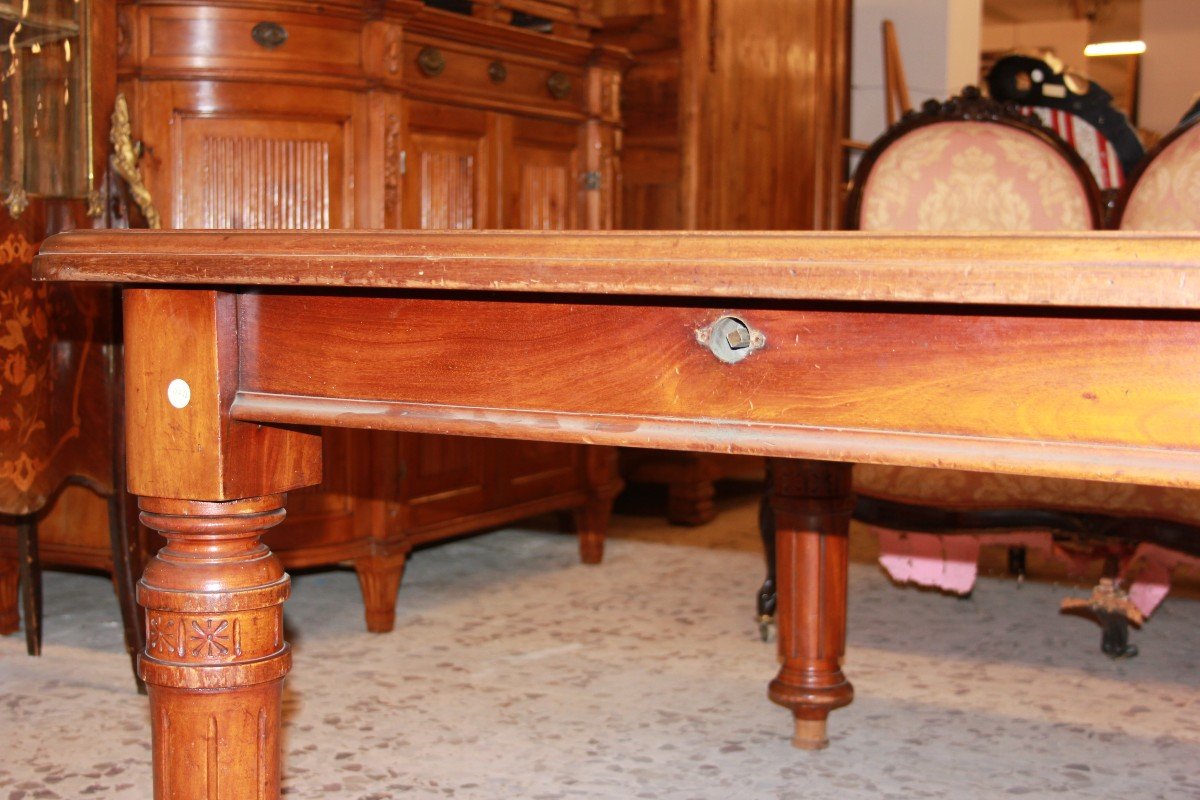 Tavolo vittoriano allungabile in legno di mogano del 1800-photo-3