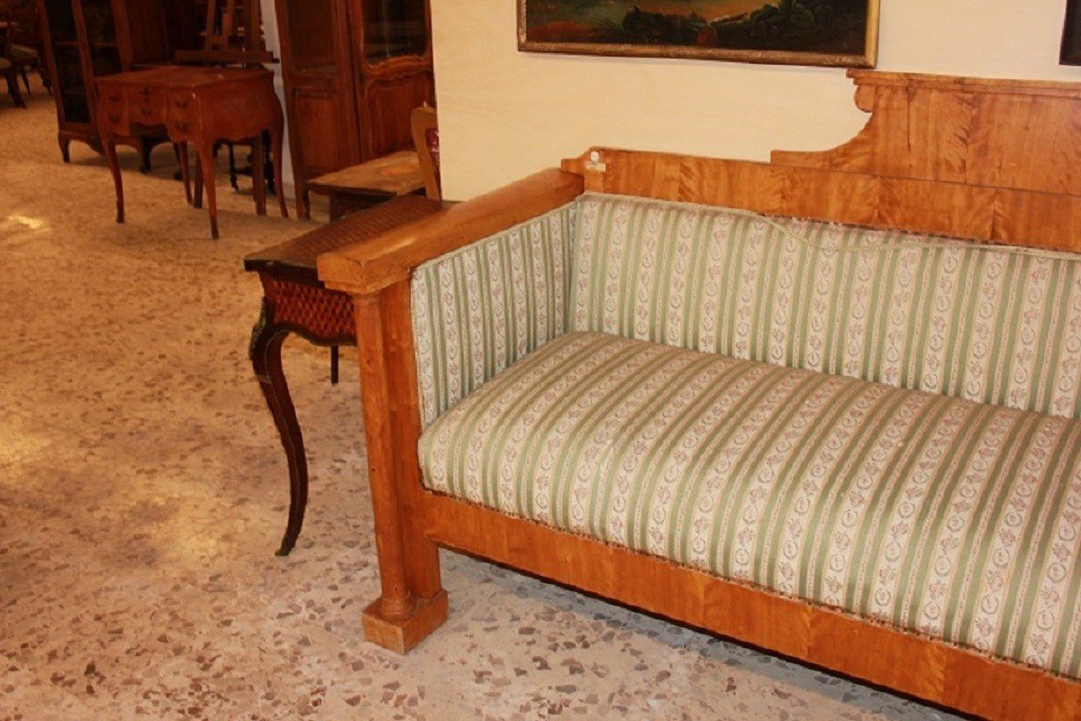 Divano Nord Europa stile Biedermeier del 1800 in legno di betulla-photo-4