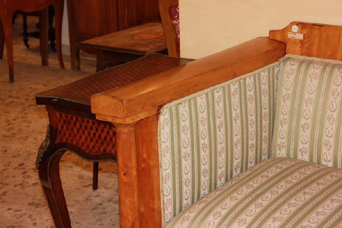 Divano Nord Europa stile Biedermeier del 1800 in legno di betulla-photo-1