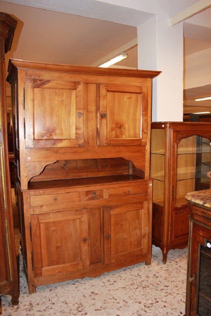 Grande credenza doppio corpo italiana Piemontese della prima metà del 1800, stile Direttorio