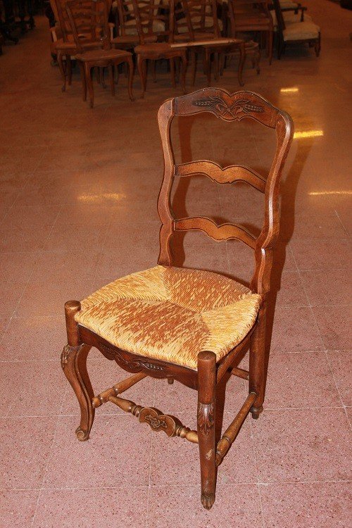 Gruppo di 10 sedie francesi di fine 1800, stile Provenzale, in legno di noce-photo-3