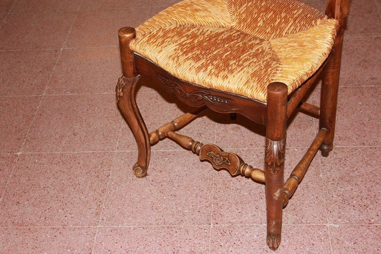 Gruppo di 10 sedie francesi di fine 1800, stile Provenzale, in legno di noce-photo-1