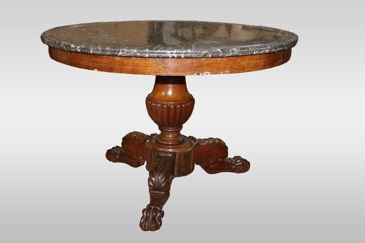 Tavolino francese della seconda metà del 1800, stile Carlo X, in legno di mogano-photo-2