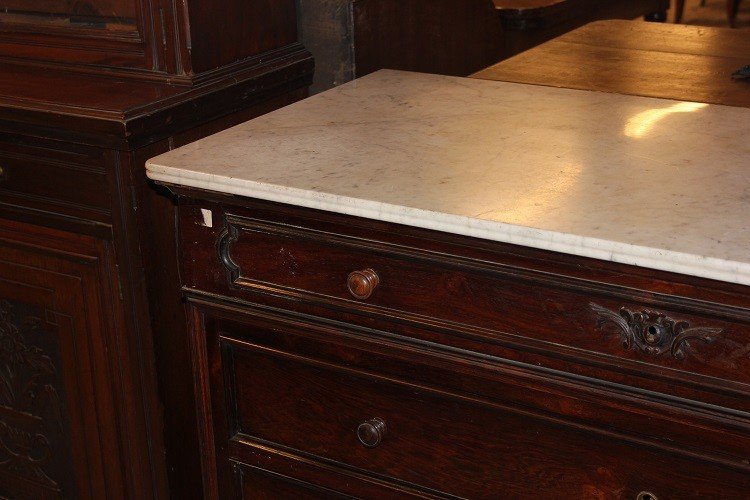 Comò francese 5 cassetti di metà 1800, stile Luigi Filippo, in legno di palissandro-photo-2