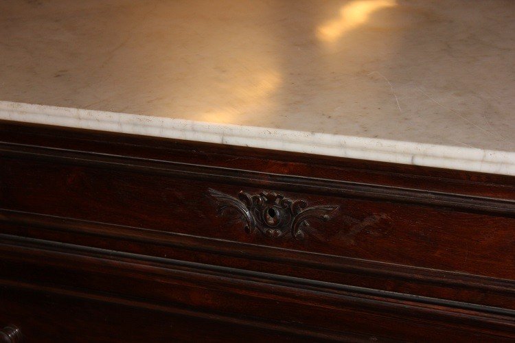 Comò francese 5 cassetti di metà 1800, stile Luigi Filippo, in legno di palissandro-photo-1