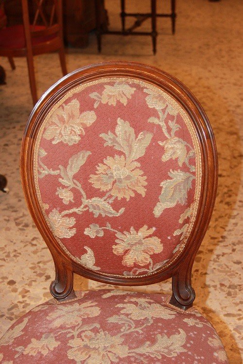 Gruppo di 4 sedie francesi della metà 1800, stile Luigi Filippo, in legno palissandro-photo-4