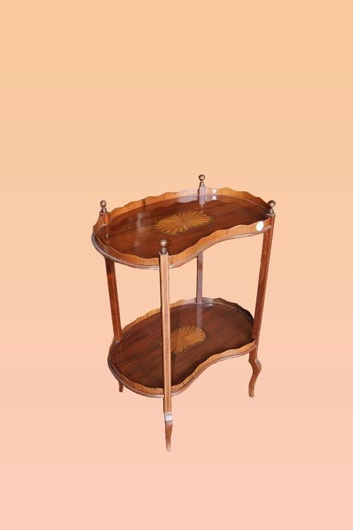 Tavolino a fagiolo inglese della seconda metà del 1800, stile Vittoriano, in legno di mogano