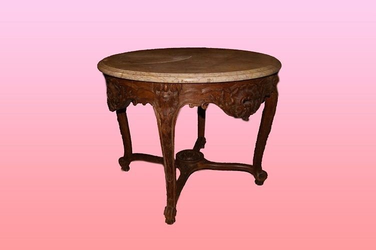 Tavolo barocchetto francese della seconda metà del 1800, stile Barocco, in legno di noce-photo-2